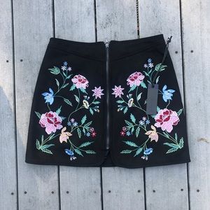 NWT Floral suede mini skirt